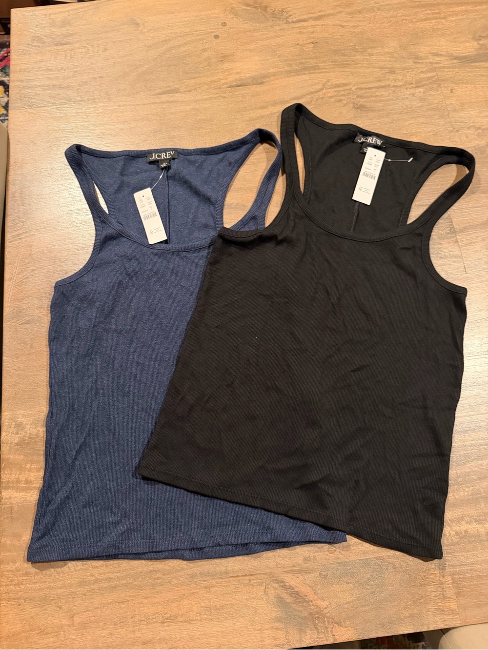 J. Crew Ribbed Racerback Tank Tops in Black and Navy